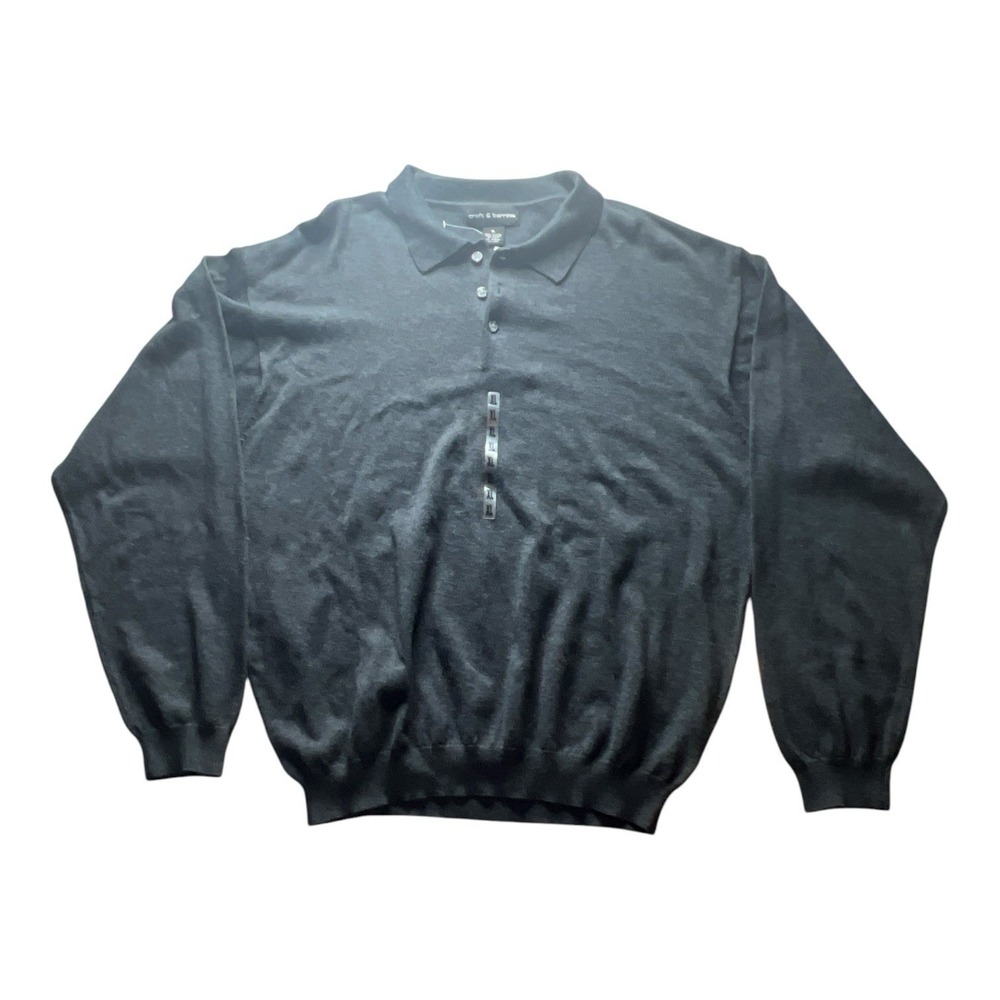 Croft & Barrow Men's XL Gray Cotton Knit Long Sleeve Polo Sweater - Picture 2 of 5